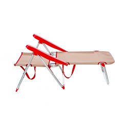 Silla Alta Plegable Evy Aluminio Crema-Rojo