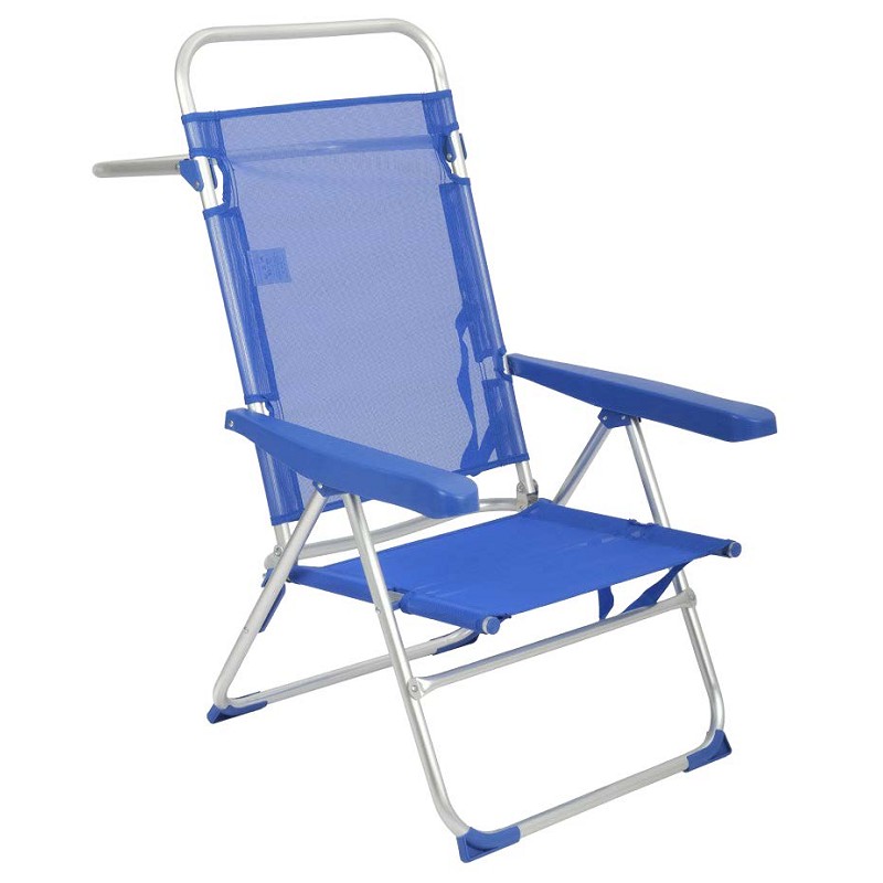 Silla Alta Plegable Aluminio Azul