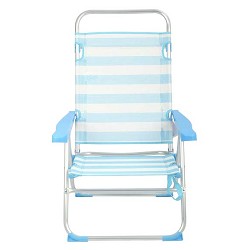 Silla Alta Plegable Aluminio Rayas Celeste