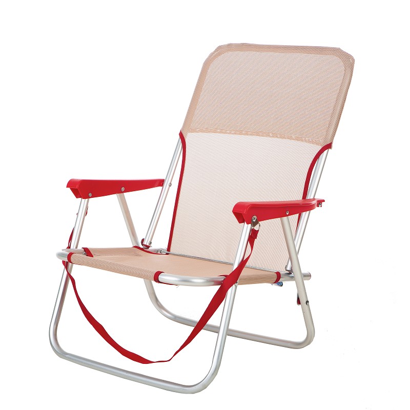 Silla Baja Plegable para Playa Beige-Rojo