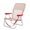 Silla Baja Plegable para Playa Beige-Rojo