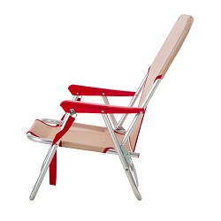 Silla Baja Plegable para Playa Beige-Rojo