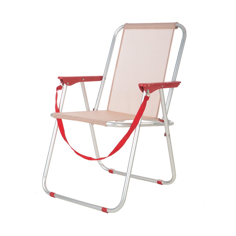Silla de Playa Plegable Betty Aluminio Beige y Rojo