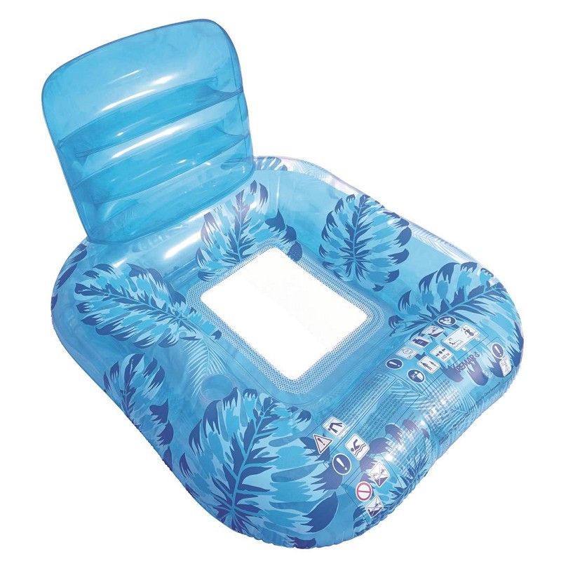 Sofá Hinchable Hojas Azul Rejilla 110x120 cm.