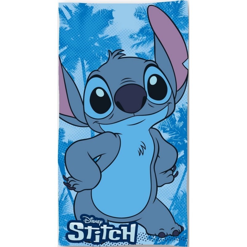 Toalla Infantil de Playa Stitch Disney Azul Palmeras