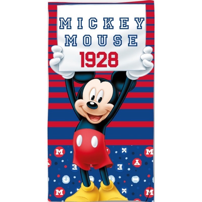 Toalla Infantil de Playa Mickey Mouse 1928 Azul y Roja