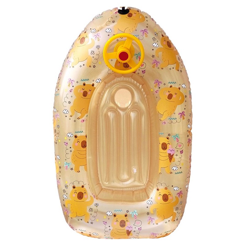 Barca Hinchable Capibara con Volante Beige