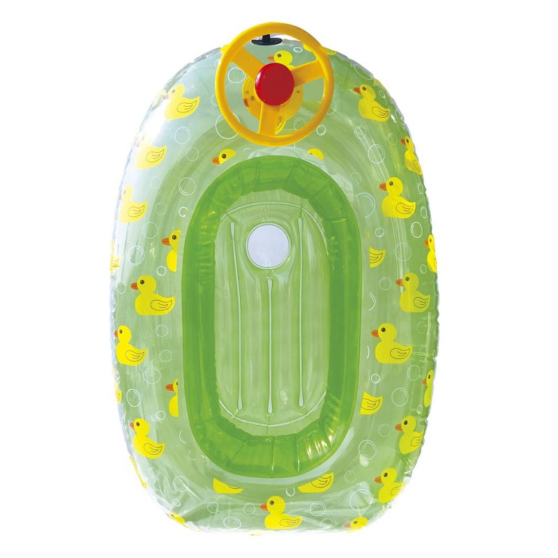 Barca Hinchable Patitos con Volante Verde