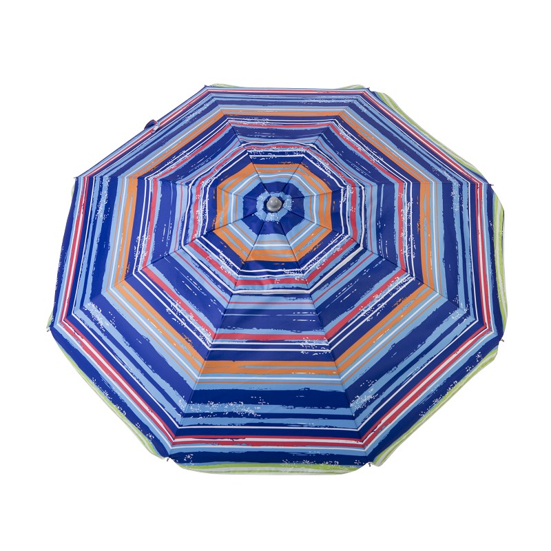 Sombrilla Playa con Pincho Integrado Rayas Marino-Naranja