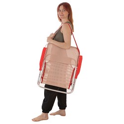 Silla Baja Plegable para Playa Beige-Rojo