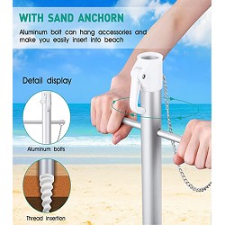 Sombrilla Playa con Pincho Integrado Rayas Azul-Naranja