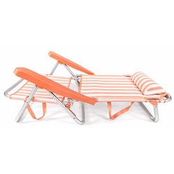 Pack 2 Sillas de Playa Bajas con Cojín Reclinables Rayas Naranja
