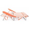 Pack 2 Sillas de Playa Bajas con Cojín Reclinables Rayas Naranja