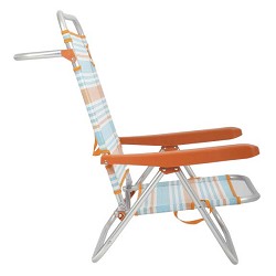 Pack 2 Sillas de Playa Bajas Plegables Naranja Rayas