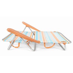 Pack 2 Sillas de Playa Bajas Plegables Naranja Rayas
