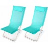 Pack 2 Sillas Playa Plegables con Cojín 80x48x67 cm. Aguamarina