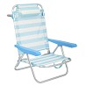 Pack 2 Sillas de Playa Bajas con Cojín Reclinables Rayas Celeste