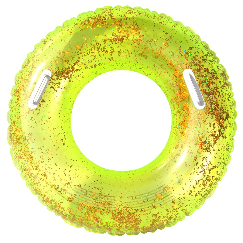 Flotador Hinchable con Purpurina y Asas Amarillo 76 cm.